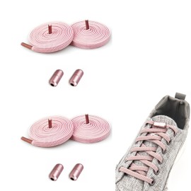 SZWLJ Elastic Shoelaces with Metal Capsules, No Tie Rubber Laces, Adjustable Rubber Shoe Laces, No Tie Shoelaces, 2 Pink