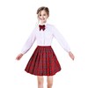 Sunny Fashion Girls Dress V Neck Pleated Hem School Uniform