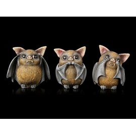 Three Wise Bat Figures - See Nothing, Hear Nothing, See Nothing, Set of 3 Funny Animal Figures, Decorative Items, Hand Painted