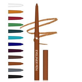 Glitter Light Brown Eyeliner Pencil, Shimmer Sparkle Gel Eye liner, Waterproof Smudge Proof Long-Lasting Waterline Eyeliner, Precision Retractable Shine Pen for Mature Women & Girls Eye Makeup- #10