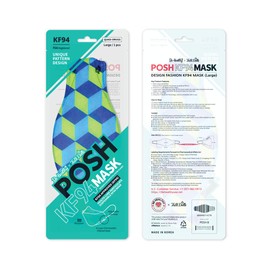 Be Healthy [Pack of 10] Posh KF94 Mask - Chicago (B03) (MADE IN KOREA), Navy, Light Blue, Light Green, Large