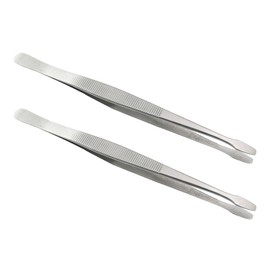 SQXBK 2PCS Stainless Steel Stamp Tweezers Tongs Flat Wide Tip Precision Philately Tweezers Stainless Steel Philately Stamps Collector Tools for Stamps, Documents, Photo, Collecting Stamp Album
