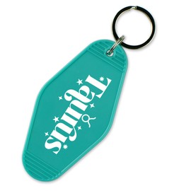 TeesAndTankYou Taurus Vintage Style Motel Keychain Key Tag 3.5" Turquoise