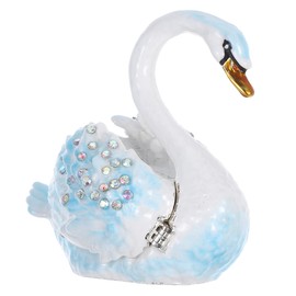 Cabilock Swan Jewelry Storage Organizer - Elegant Sky-Blue Trinket Box for Rings and Necklaces Decorative Home Adornment and Gift Box for Women