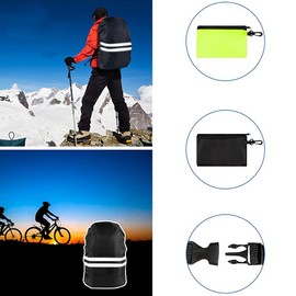 flintronic Backpack Waterproof Cover, 2 Pack Reflective Rucksack Cover, High Visibility Backpack Cover for Cycling, Running & Hiking (M 30-40L, Black & Green)