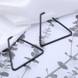 Iaceble Exaggerated Black Triangle Dangle Earrings Large Triangle Geometric Earrings Triangle Hoop Earrings Oversized Triangle Statement Earrings Jewelry for Women