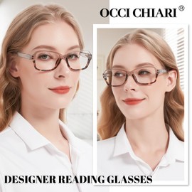 OCCI CHIARI Large Reading Glasses Women 2.75 Stylish Rectangle Readers 1.0 1.25 1.50 1.75 2.0 2.25 2.50 2.75 3.0 3.5(Grey,2.75)