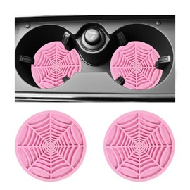 ZNDAW 2 PCS Car Cup Holder Coasters, 2.75 Inch Anti-Slip Soft Auto Insert Drink Mat Decor, Universal Automotive Embedded Coaster Shockproof Water Bottle Holder Pads for Women Men (Pink)