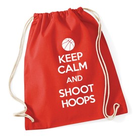 Hippowarehouse Keep Calm and Shoot Hoops Drawstring Cotton School Gym Bag 37cm x 46cm, 12 litres