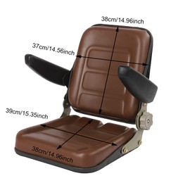 LS-01 Universal Tractor Seat W/Armrest Adjustable Backrest±50°For Dumper Forklift Mower Digger (Brown) (Model 4)