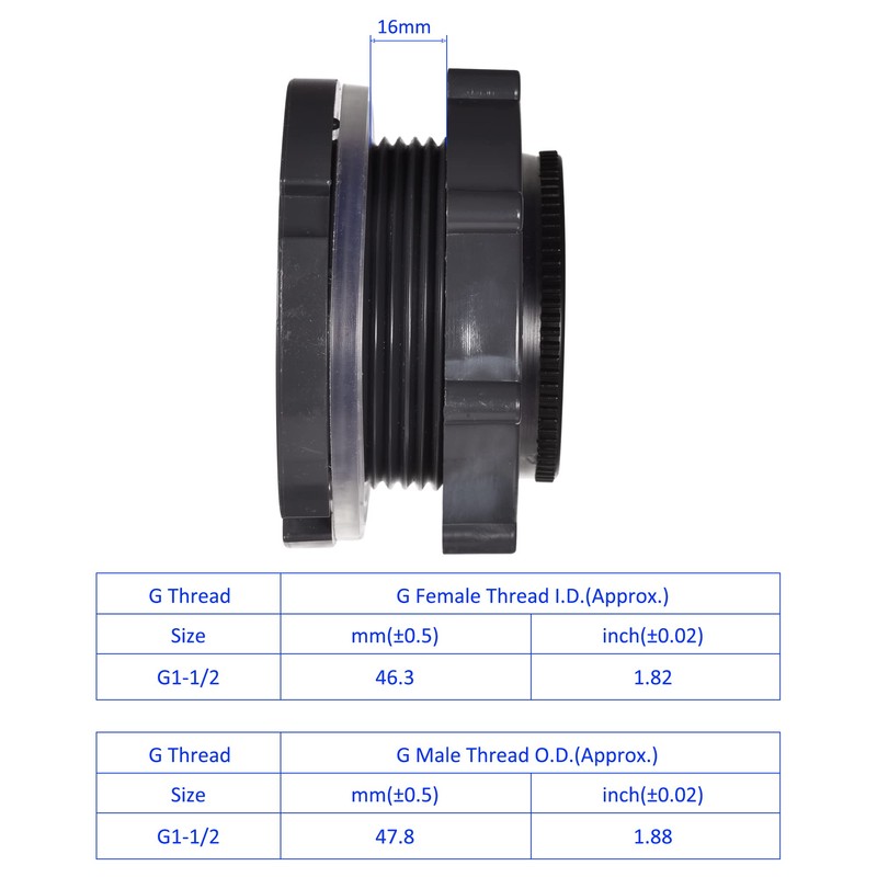 M METERXITY 1 Set PVC Bulkhead Fitting - Screw Thread