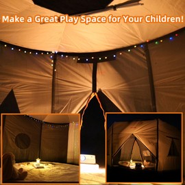 Trampoline Tent 14FT for 6 Straight Poles Trampoline Tent with Accessories Colorful LED Lights, 14FT Outdoor Trampoline Tents Canopy for Kids, Trampoline Tent Protect from Wind and Sun(Tent Only)