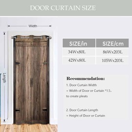 Haciadan Wooden Barn Doors Doorway Curtains Rustic Farmhouse Brown Doorway Privacy Blackout Curtain Door Dividers Closet Door Cover Curtain 42" W X 80" L,1 Panel