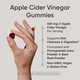 Organic Apple Cider Vinegar Gummies with The Mother - USDA Organic, Vegan Certified & Non-GMO Verified (60 Vegan Gummies)