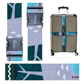 Teeoff Luggage Straps Suitcase Belts, Travel Bag Accessory, Adjustable, 7 ft 2.6 inches (220 cm), Geometric Deer, 2 Pack