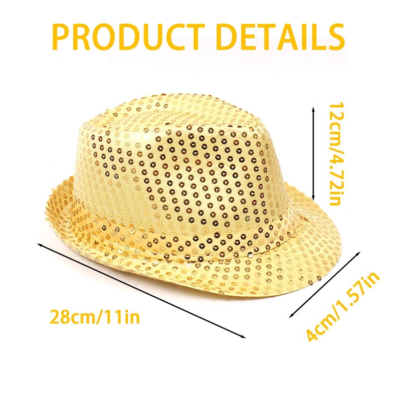 SSKHE Sequin Hat,70'S Disco Hat,Glitter Jazz Caps for Adult,Fancy Dress