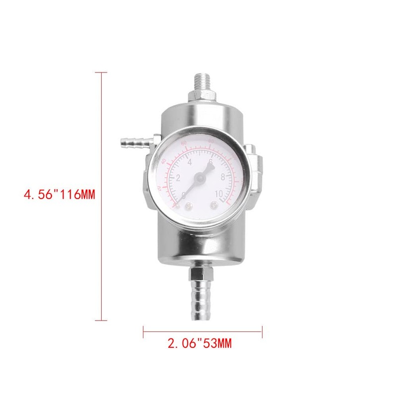 BARTOO Universal Adjustable Fuel Pressure Regulator Kit, Aluminum Fuel Regulator,Adjustable