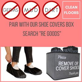 RE GOODS Shoe Covers - X Large, Extra Thick With Non Skid Soles, Professional Sleek Black Disposable Boot and Shoe Booties, One Size Fits Most, Non Slip - Indoor/Outdoor (200)