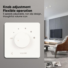 50W Volume Control Knob,5 Gear Adjustable Sound Tuner Speaker Volume Control,Lossless Audio,Compatible with Home Speaker System (White)