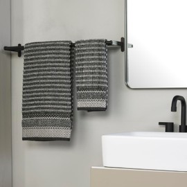 SKL Home Lewis Bath Towel for Bath/Kitchen/Bar & Gift, Black
