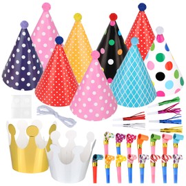 GUOYIHUA Pack of 32 Party Hats Set, Children's Party Paper Birthday Crown, Party Cone Hats, Air Trouser Funny, Children's Birthday Celebration Decoration Set, Party Supplies Children and Adults