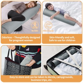 EULANT Inflatable Side Sleeper Pillow, Lightweight Body Pillow for Side Sleepers, Long Round Full Body Pillow, Support Pillow for Travel, 90 x 20 cm, Inflatable & Compact