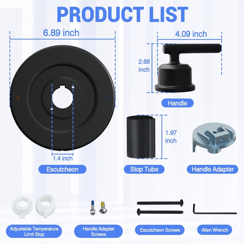 Upgraded Trim kit Replacement for Moen Gibson T2901BL, Single Shower