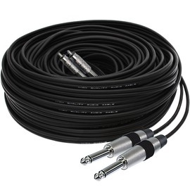 1STec 7m Professional Grade Extra Long Audio Lead with 2 x 6.3mm Jack to 2 x RCA Male Phono Plugs for Stereo or Mono Signal Extension Active Subwoofer Speaker to Mixing Desk Transfer 7 Metre