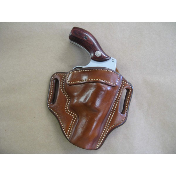 Azula Leather 2 Slot Molded Pancake Belt Holster for Smith & Wesson S&W 36, 60, 640, 642, 442 TAN RH