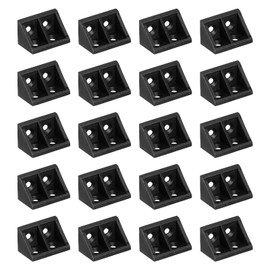 sourcing map 20Pcs Plastic Corner Braces, 90 Degree Corner Bracket, Right Angle Corner Support Brace, Shelf Board Holder for Wood Furniture Cabinet Drawer Bookcase, Black