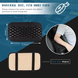 Ziciner Leather Car Center Console Armrest Pad, PU Waterproof Auto Seat Box Cover Protector, Hand Rest Cushion Protection Pad, Vehicles Interior Accessories Universal for Car,SUV (Black-Black Line)