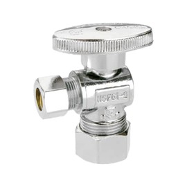 AIRISIN 1/4 Quarter Turn Brass Angle Stop Valve 1/2" NOM Inlet (5/8"OD Comp) x 3/8" COMP Outlet,Water Shut Off Valve for Water Sink/Bathroom/Toilet/Kitchen (1-Pack)