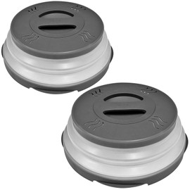 HOVER COVER Hover Cover 2.0 Magnetic Microwave Splatter Cover, Collapsible 12-Inch BPA-Free Food Lid with Upgraded Magnets, Vented Plate Guard, Dishwasher Safe, Space-Saving Magnetic Storage - Gray