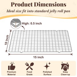 Cooling Racks for Cooking and Baking - 2 PCS 10" x 15" Grid Wire Baking Rack for Oven Cooking, Baking, Grilling, Roasting -Dishwasher Safe Bacon Rack- Fits Jelly Roll Cookie Sheet Pan