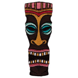 Tiki Mask Hawaii Patch for Iron-On or Sew On Clothes Embroidered Iron-On Patch Applique Voodoo Patch Size 3.6 x 9.5 cm