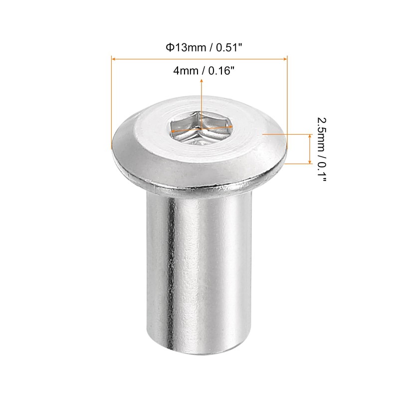 sourcing map M6x15mm Hex Socket Head Insert Nut Screw Post