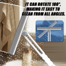 Shower Scraper - Foldable 360° Rotating Glass Cleaning Tool - White - Suitable for Window, Shower Screen, Car, Bathroom, Kitchen, and Glass Door (Unfolded Size: 26×30 cm, Folded Size: 26×6 cm)
