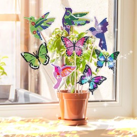 8 Piece Diamond Painting Butterfly Sets, Diamond Painting Children Adults Garden Decoration for Outdoor and Indoor Balcony Decoration, Crafts for Children, Diamond Painting Gift for Mum and Children