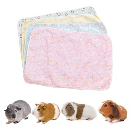 kathson 4 Pack Guinea Pig Cage Liner Hamster Cage Bedding Pad Reusable Pee Pads Super Absorbent Waterproof Food Mat for Small Animals