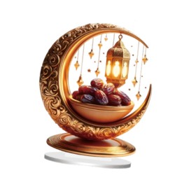 Perfeclan Eid Mubarak Night Light Ramadan Rustic Night Light Table Lamp for Farmhouse Bedside Table Living Room Cafe Decoration, Style A