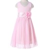 Bow Dream Flower Girl Dress Junior Bridesmaids V-Neckline Chiffon Blush