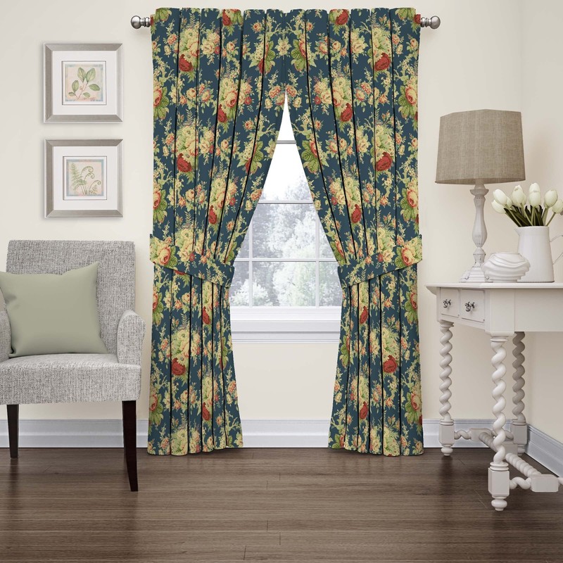 Waverly Sanctuary Rose - Cortinas Decorativas para Ventana con Bolsillo