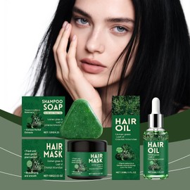Usman Grass Hair Treatment Hair Care Set, Hair Oil, Shampoo Bar and Hair mask Set - Helps Restore Shine and Hydration, Reducing Thinning Hair Loss with Leaf Of Oriental Arborvitae