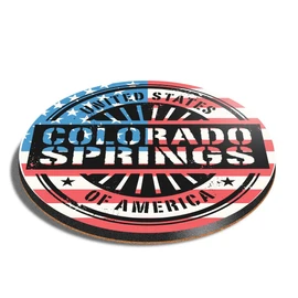 1 x Round Coaster - Colorado Springs USA American Map Cork Backed MDF Glossy Tea Coffee Accessory #6071