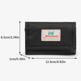 ＪＭ ＪＥＭＩＮＡＬ 杰米路 JEMINAL Tri-fold canvas ultra-thin waterproof wallet men's and women's keychain wallet (Black)