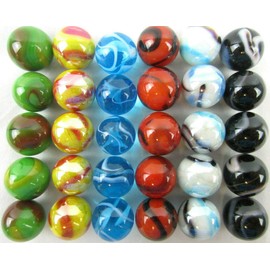 Big Game ~30 Deluxe Replacement Marbles (with Drawstring Storage Bag) Solid Glass Aggravation Wahoo Dirty Marbles Chinese Checker Game 16mm (5/8")