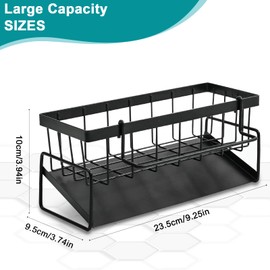 YIWONFU Sink Organiser (23.5 x 9 x 10.5 cm), Automatic Emptying Kitchen Organiser Sink with Dish Cloth Holder, Carbon Steel Sponge Holder Kitchen for Tableware