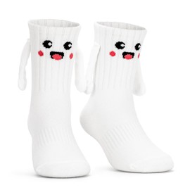 Bibalabili Holding Hands Socks, Novelty Funny Magnetic Mid-Tube Baby Children Smile Unisex Socks(1-3 Years)