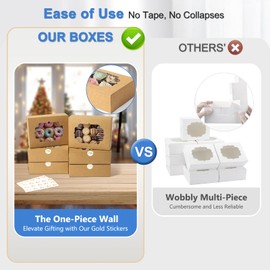 Shallive 50 Pcs Bakery Boxes 8-In with Windows, Cookie Boxes Brown for Chocolate Covered Strawberries, Treats, Donuts, Cupcakes, and Candy Gift Giving 8x6x2.5 Inch