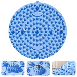 ZEZYXUFM フットマッサージマット足マッサージ パッド 人間工学設計 足裏リラクゼーションマッサージ 足つぼマット 足圧ポイントマッサージマット 足ツボ押し 指圧板 折りたたみ 円形 足裏マッサージ 耐久性 家庭用 (ブルー 35CM)